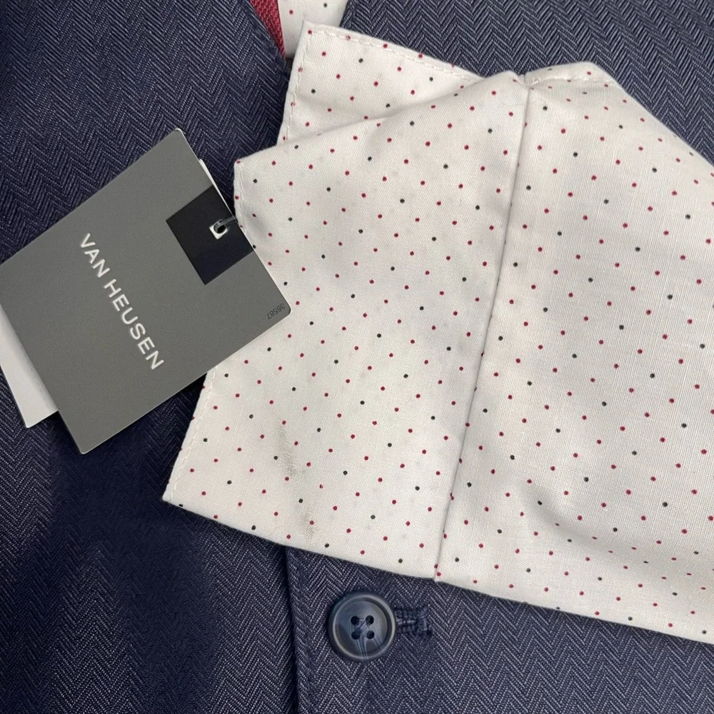 NWT 12 Van Heusen dark grey 4pc suit Vest dress shirt pants tie christmas formal - Picture 2 of 11